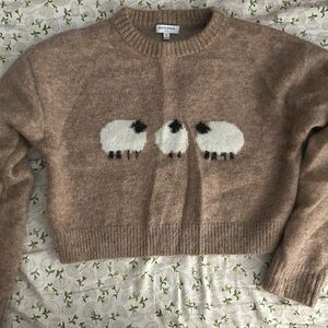 Petite Studio Tan Knit Sheep Wool Blend Sweater